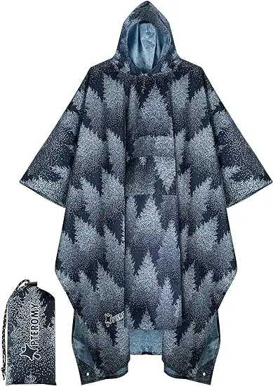 PTEROMY Hooded Rain Poncho for Adult with Pocket - 81zwy xgwal._ac_sy550_